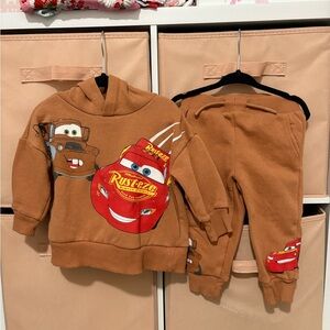 Brown Cars Hoodie and Pants Set